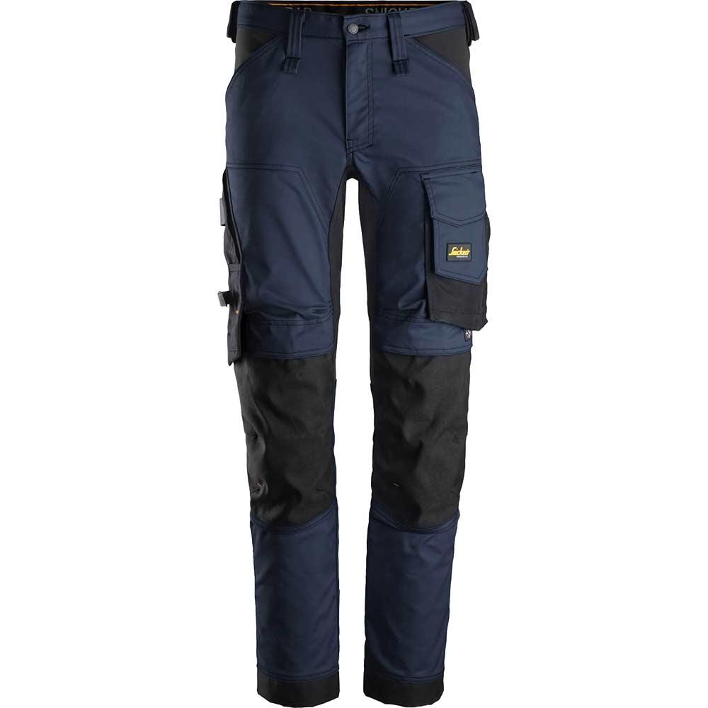 Snickers 6341 Mens Allround Work Stretch Slim Fit Trousers Navy / Black 30" 32"