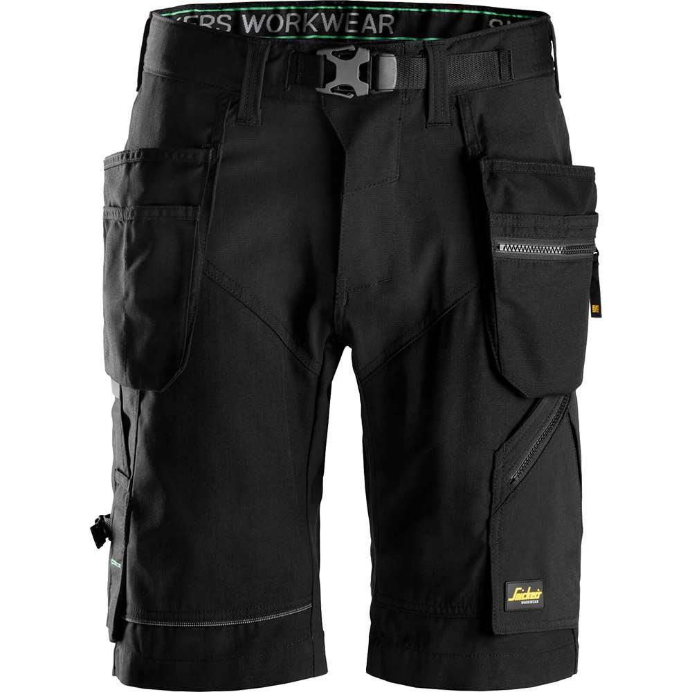 Snickers 6904 Mens FlexiWork Comfort Holster Pocket Shorts Black 31"