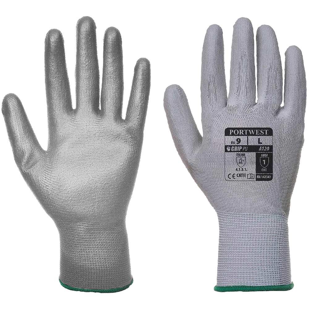 Portwest PU Palm General Handling Grip Gloves Grey L