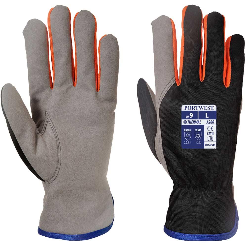 Portwest Wintershield Fleece Lined Gloves Black / Orange M