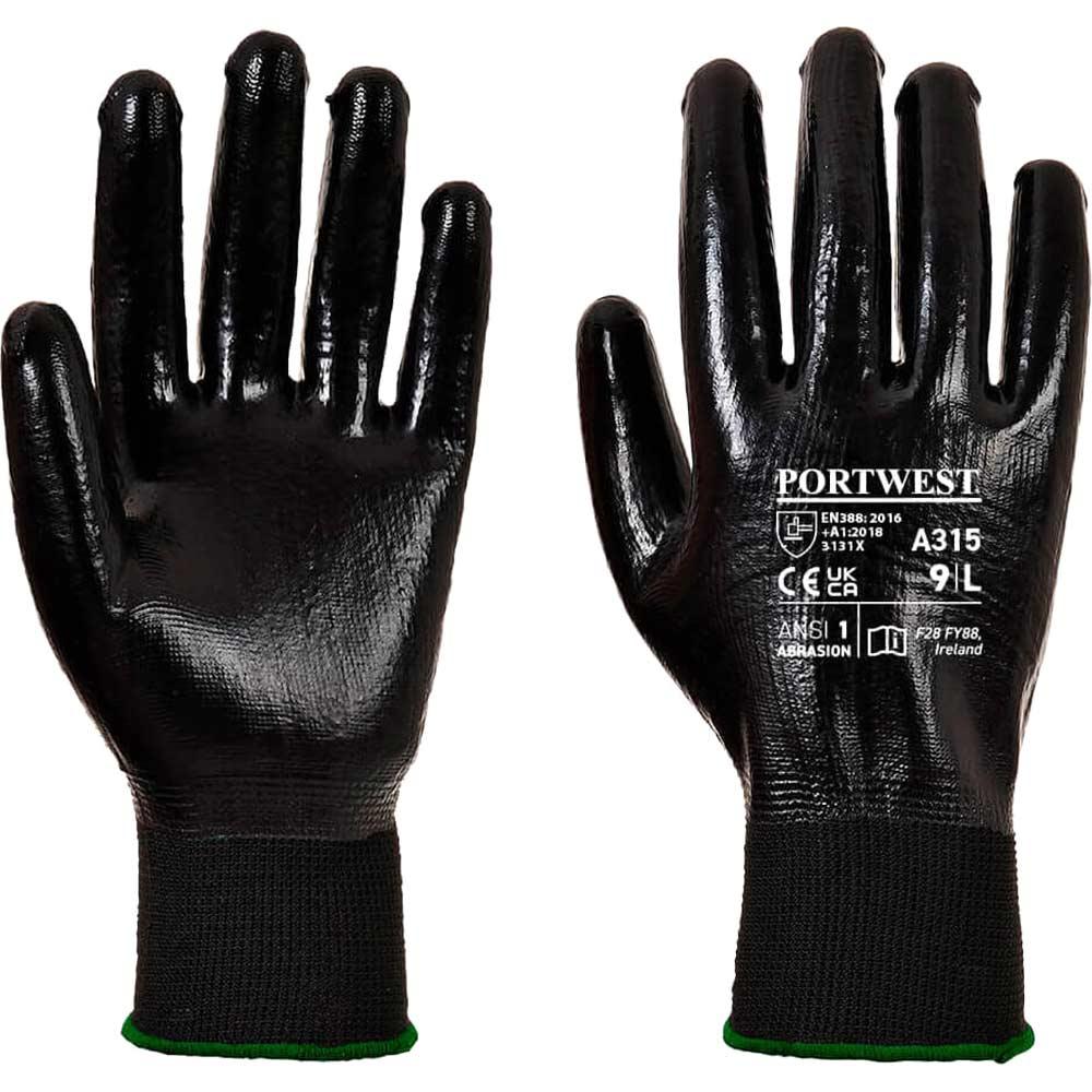 Portwest All Flex Nitrile Grip Gloves Black XL Pack of 1