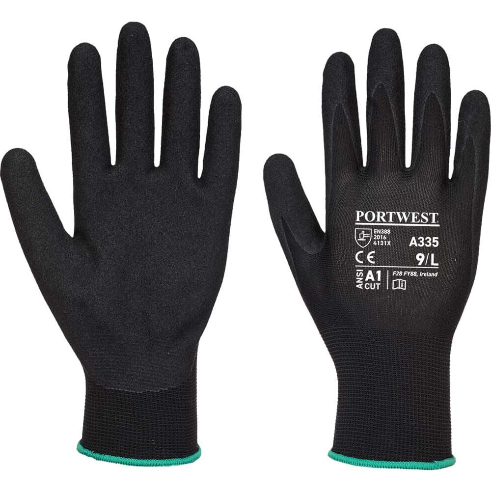 Portwest Dermi Grip NPR15 Nitrile Sandy Gloves Black XS Pack of 1