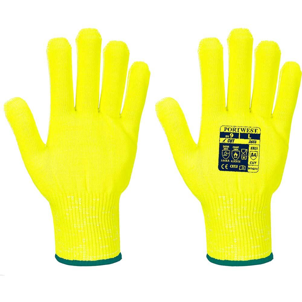 Portwest Pro Cut Liner Food Industry Gloves Yellow 2XL Pack of 1