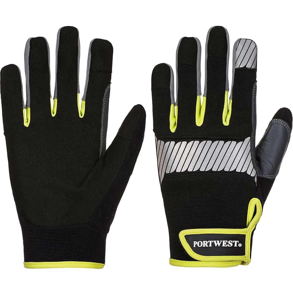 Portwest PW3 General Utility Work Gloves Black / Yellow M Pack of 1