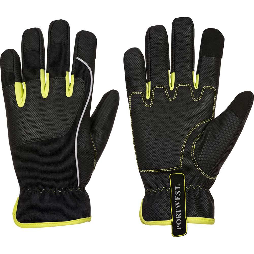 Portwest PW3 Tradesman Work Gloves Black / Yellow XL Pack of 1
