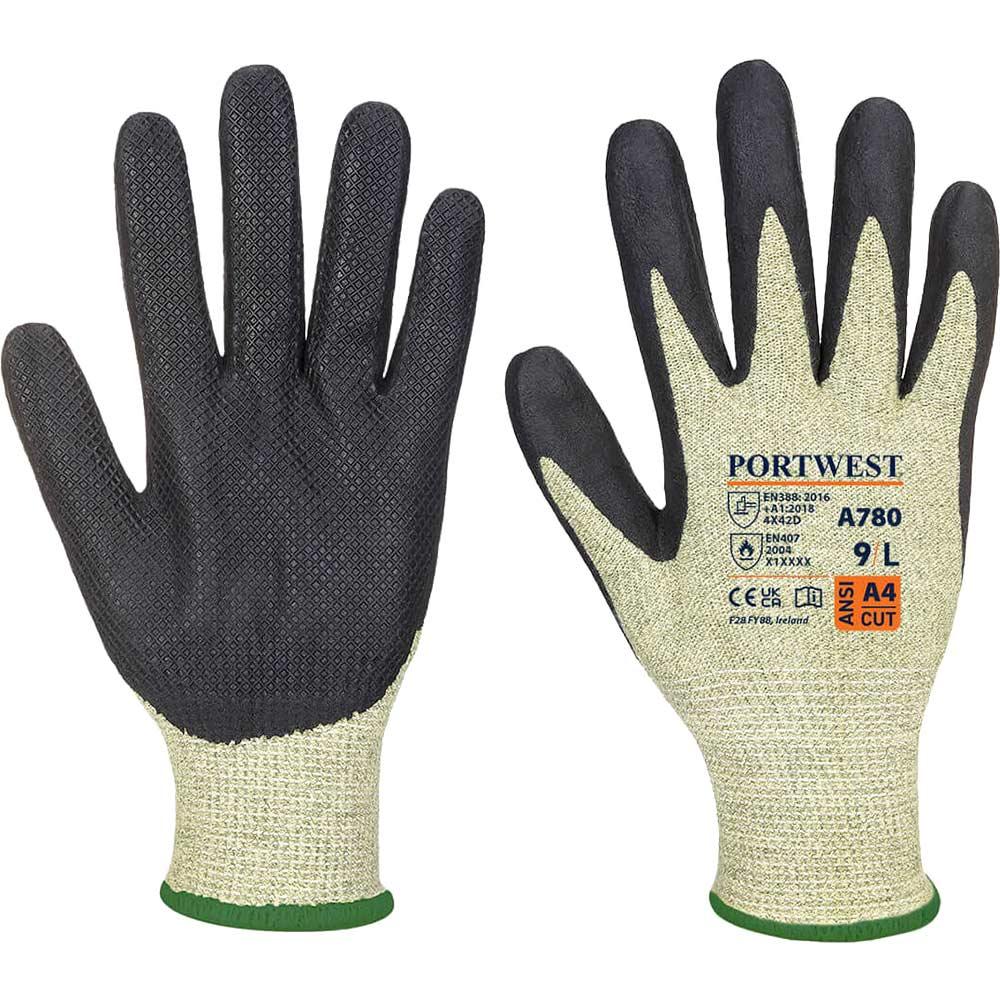 Portwest Arc Grip Flame Resistant Gloves Green / Black L Pack of 1