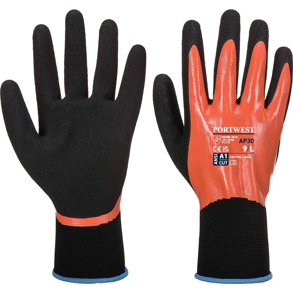 Portwest Dermi Pro Nitrile Gloves Orange / Black M Pack of 1