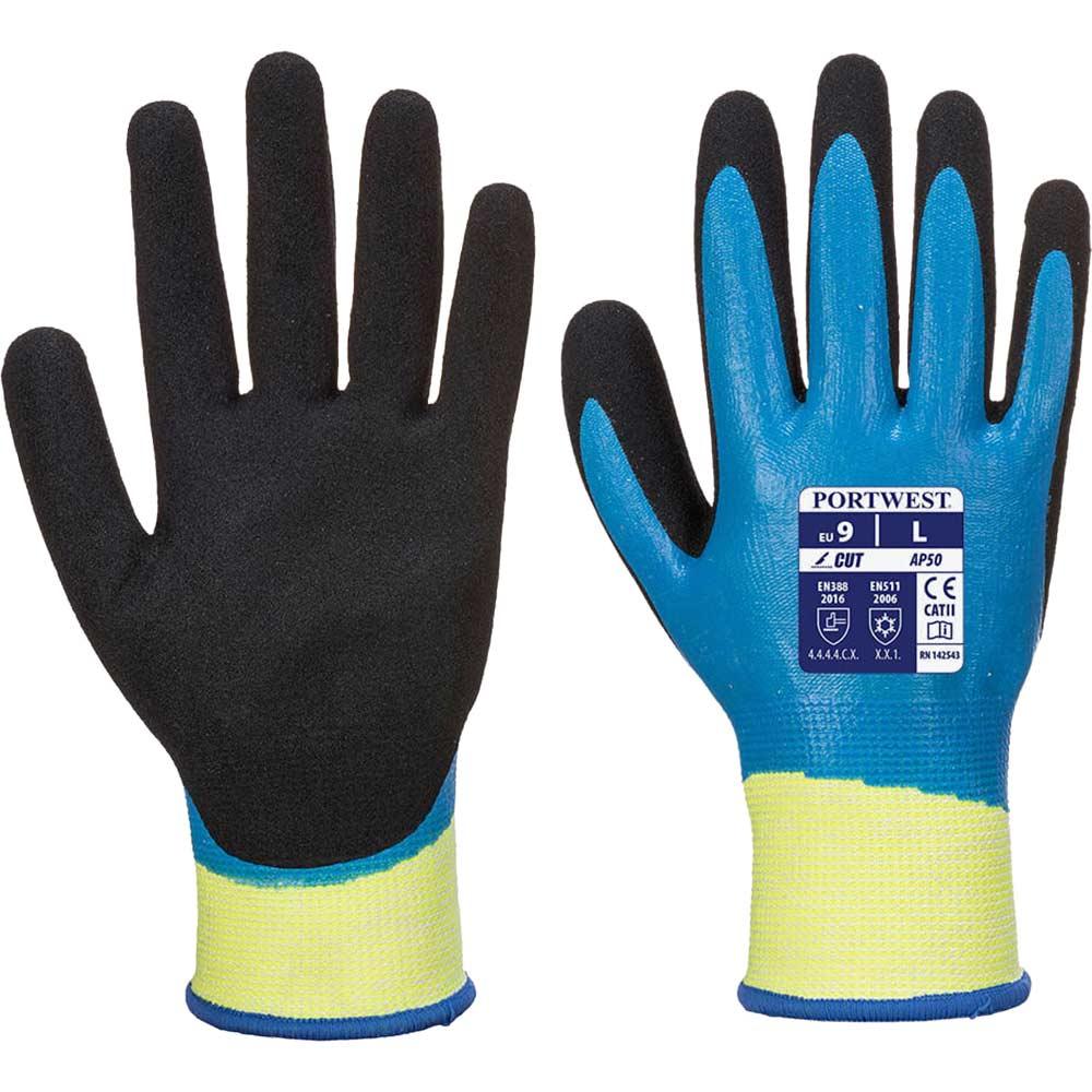 Portwest Aqua Cut Pro Cut Resistant Nitrile Gloves Blue / Black 2XL Pack of 1