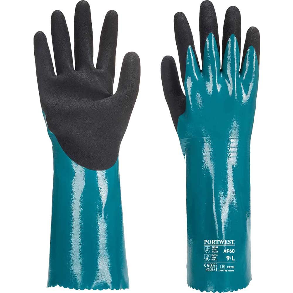 Portwest Nitrile Sandy Grip Lite Gauntlets Blue / Black L