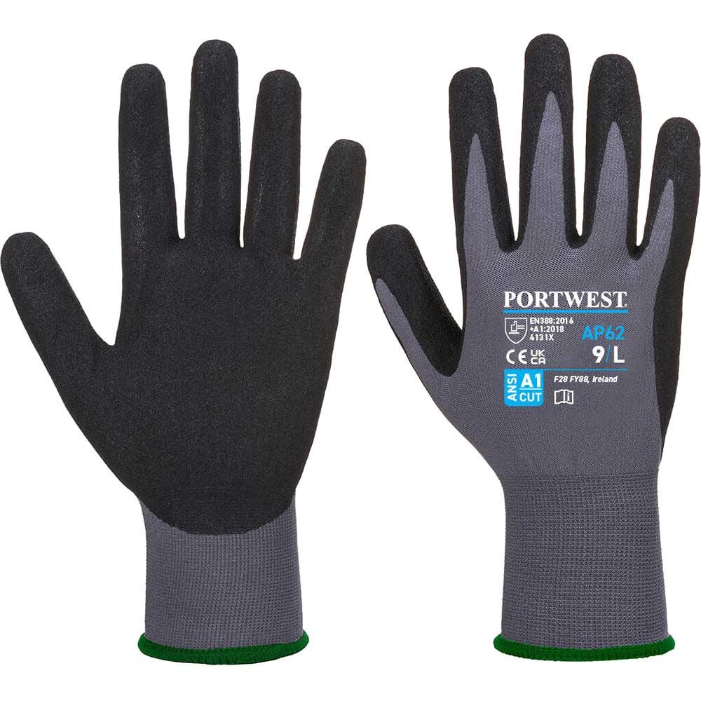 Portwest Dermiflex Aqua Water Repellent Gloves Grey/ Black L