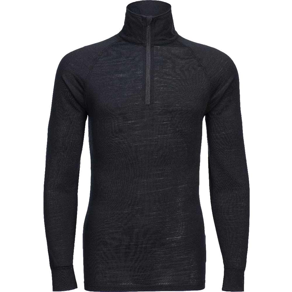 Portwest Mens Merino Wool 1/4 Zip Baselayer Top Black S