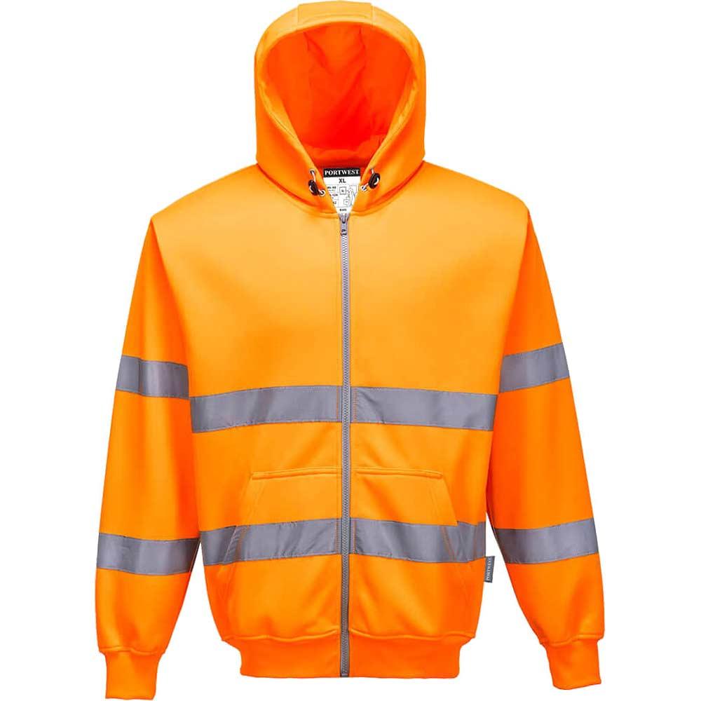 Portwest Zip Front Class 3 Hi Vis Hoodie Orange M