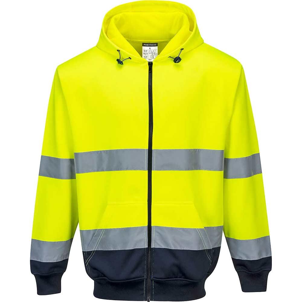 Portwest Hi Vis Contrast Zipped Hoodie Yellow / Navy S