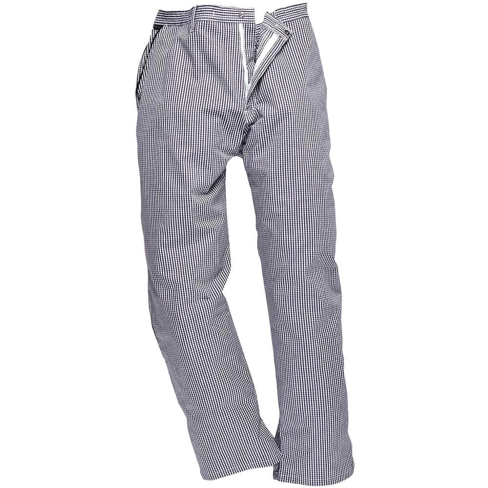 Portwest C075 Barnet Chefs Trousers Check Blue / White S 31"
