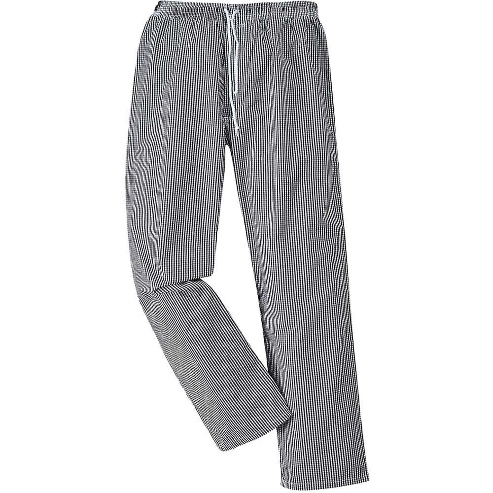Portwest C079 Bromley Chef Trousers Black / White M 31"