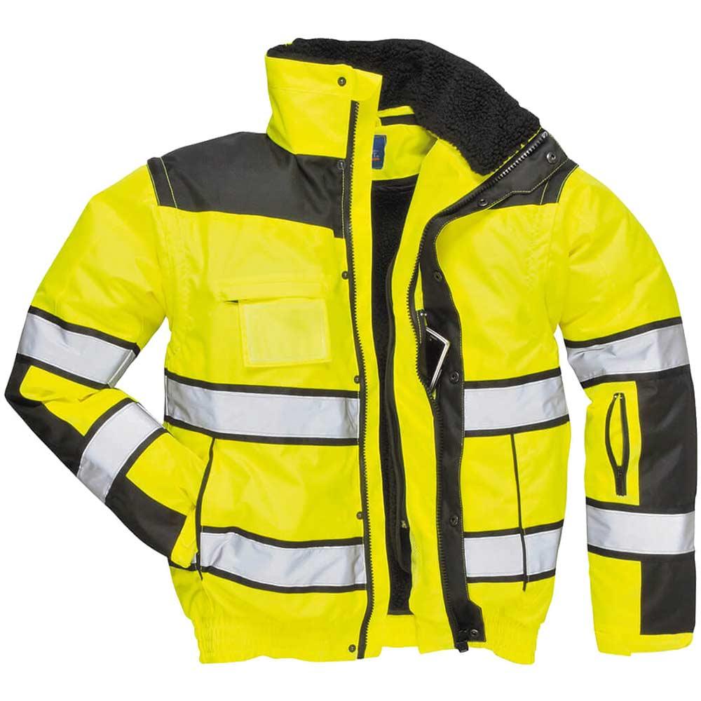 Oxford Weave 300D Hi Vis Classic Bomber Jacket Yellow / Black 2XL