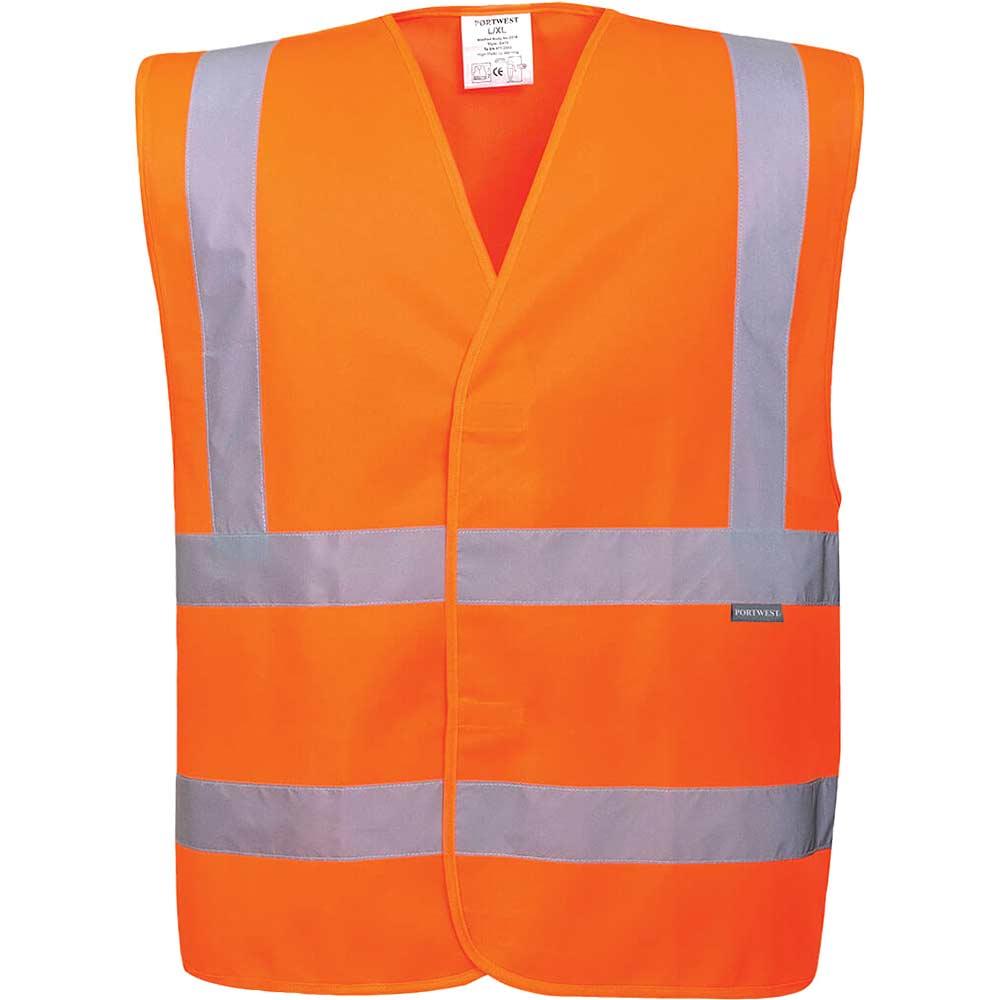 Portwest Two Band and Brace Class 2 Hi Vis Waistcoat Orange L / XL
