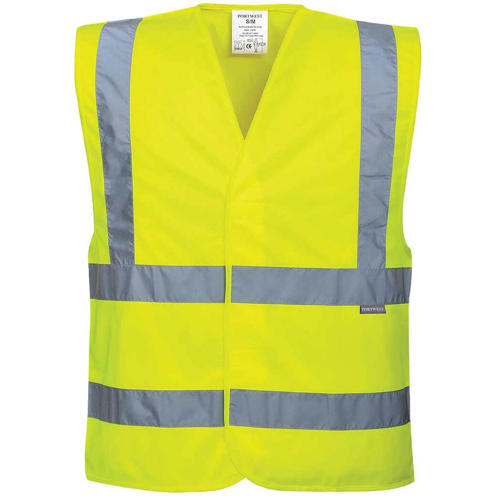 Portwest Two Band and Brace Class 2 Hi Vis Waistcoat Yellow S / M