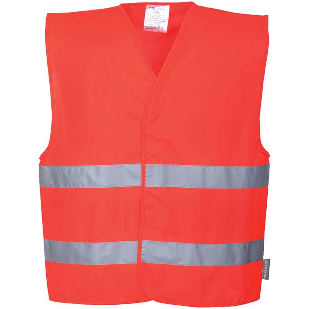Portwest Two Band Class 2 Hi Vis Waistcoat Red S / M