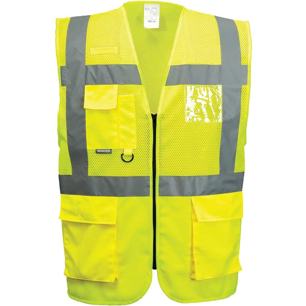 Portwest Madrid Hi Vis Half Mesh Executive Vest Yellow 3XL