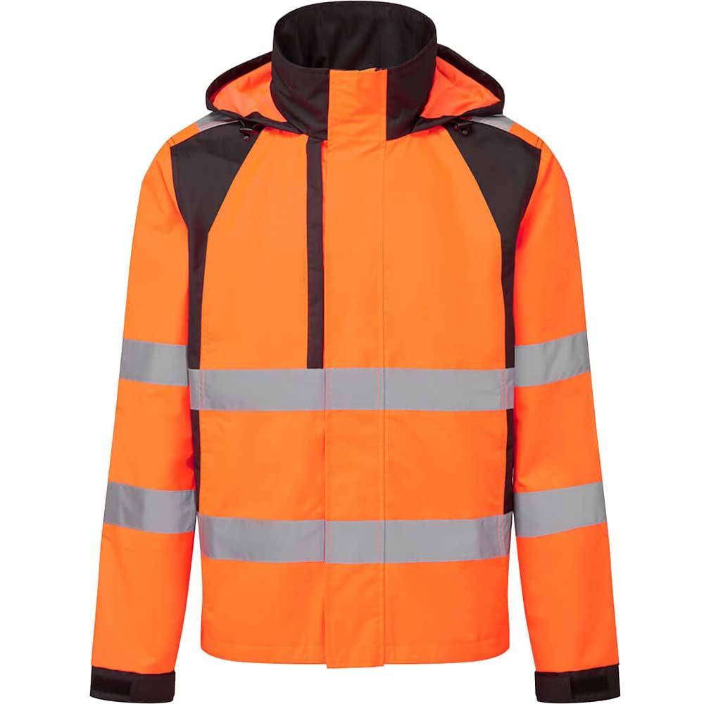 Portwest WX2 Eco Hi Vis Waterproof Rain Jacket Orange / Black L