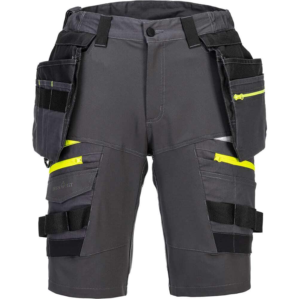 Portwest DX4 Mens Detachable Holster Pocket Shorts Metal Grey 26"
