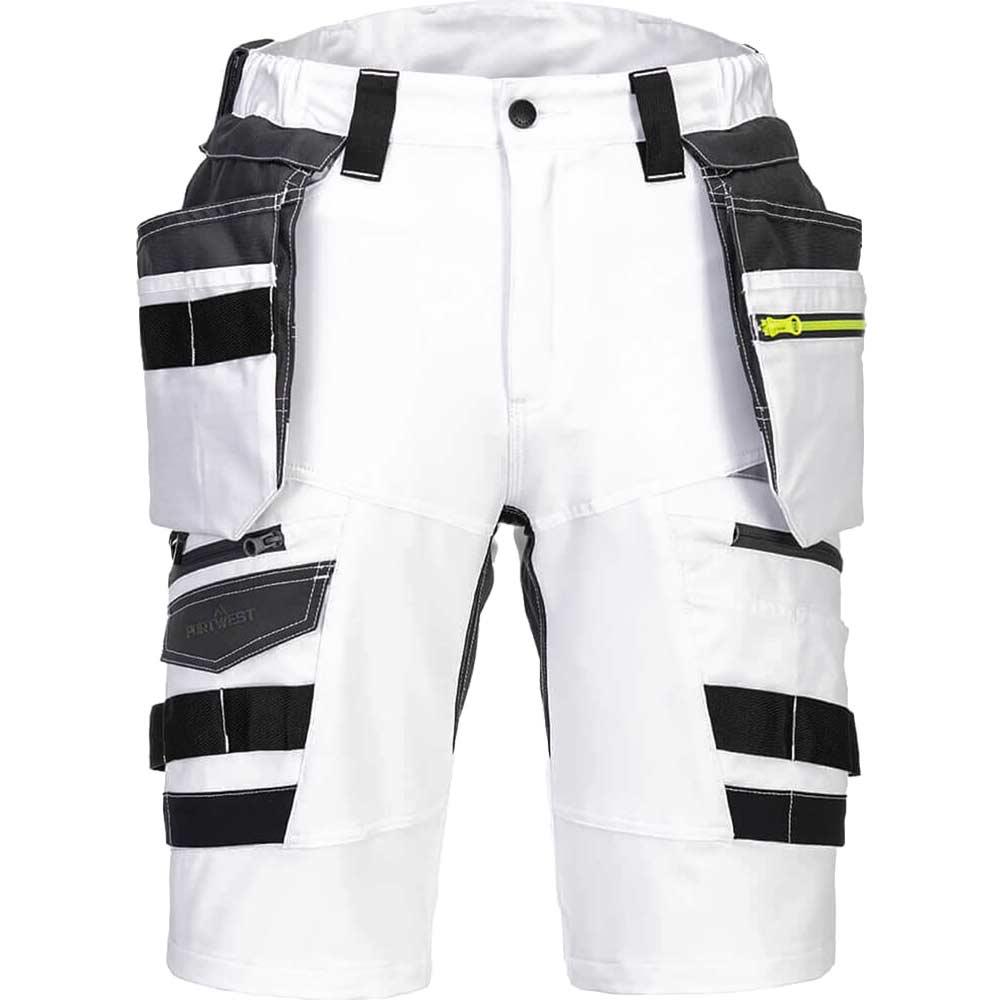 Portwest DX4 Mens Detachable Holster Pocket Shorts White 28"