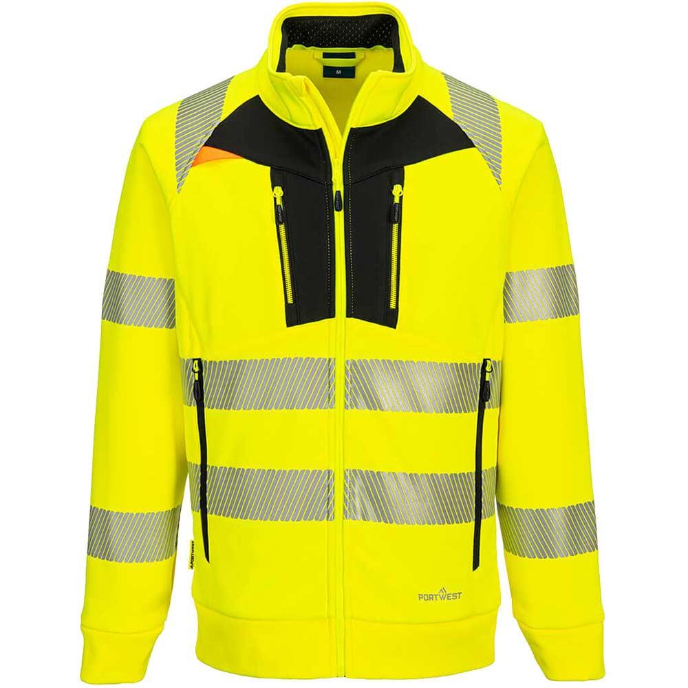 Portwest DX4 Hi Vis Funnel Neck Zipped Sweatshirt Yellow / Black M
