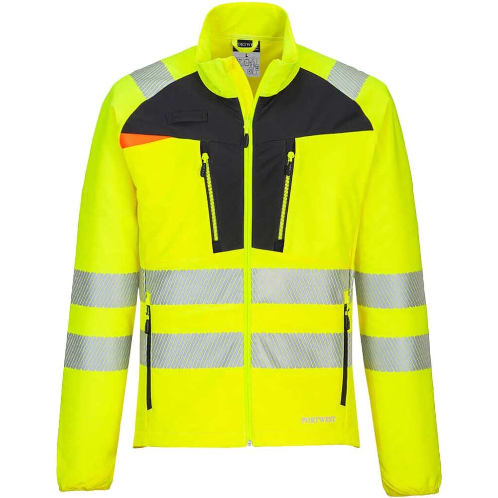 Portwest DX4 Mens Hi Vis Zip Pocket Baselayer Top Yellow / Black 3XL