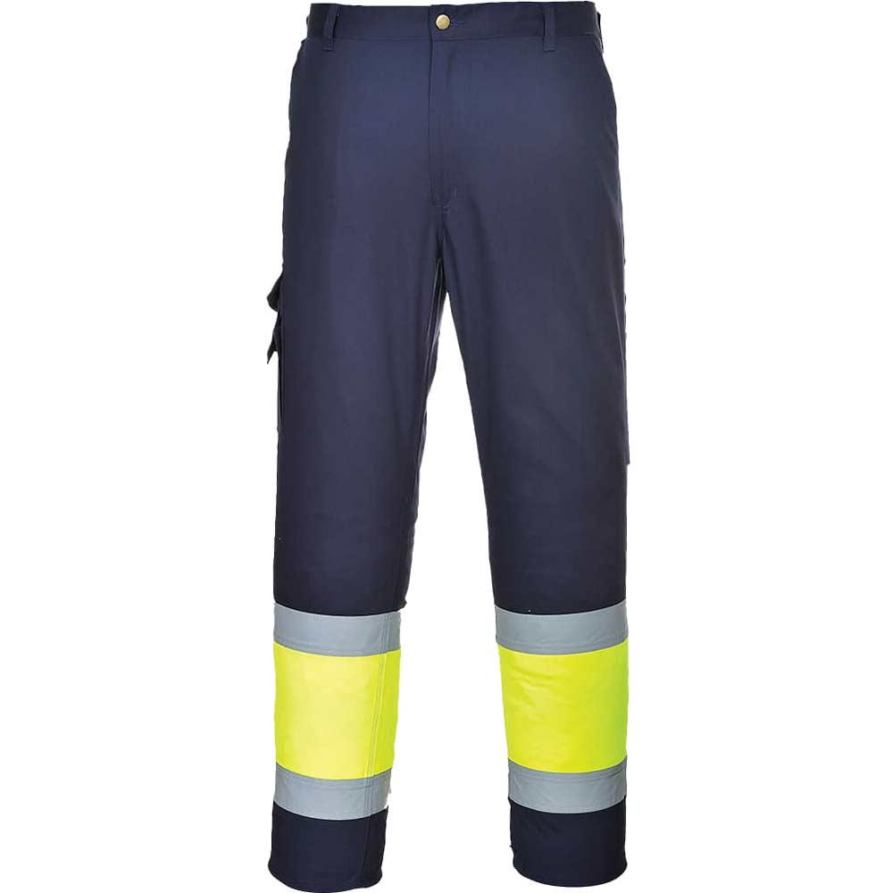 Portwest Hi Vis Two Tone Combat Trousers Yellow / Navy XL 32"