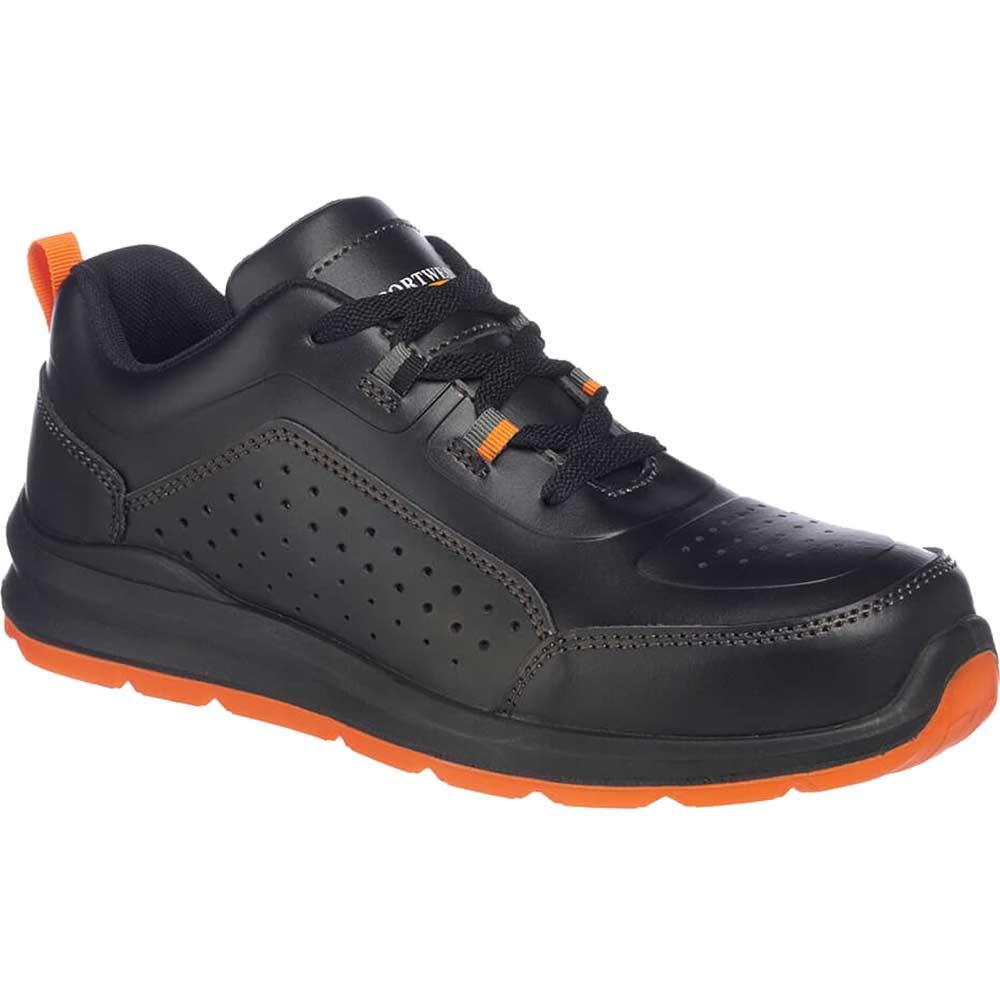 Portwest Compositelite Perforated Safety Trainers Black / Orange Size 13
