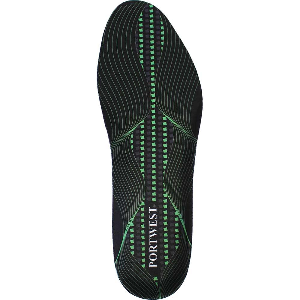 Portwest Arch Support Gel Cushion Insoles Black / Green L