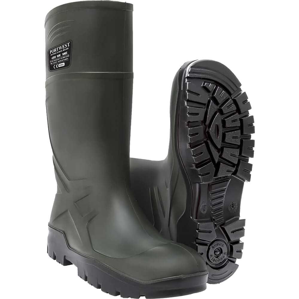 Portwest PU Safety Wellington Boots Green Size 10