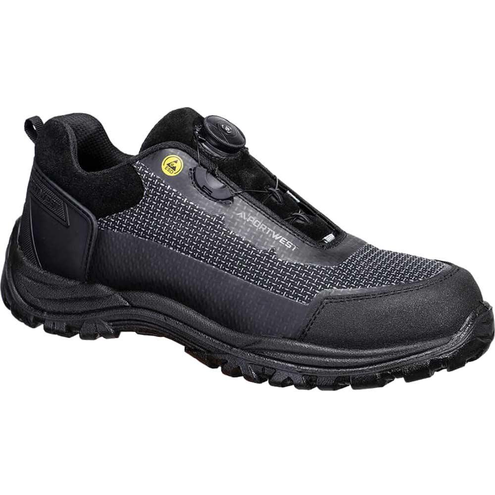 Portwest Girder Composite Low ESD Safety Shoes Black / Grey Size 10.5