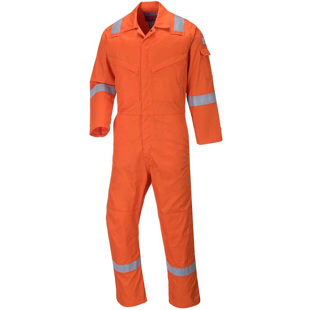 BizFlame Mens Aberdeen Flame Resistant Coverall Orange 42" 32"