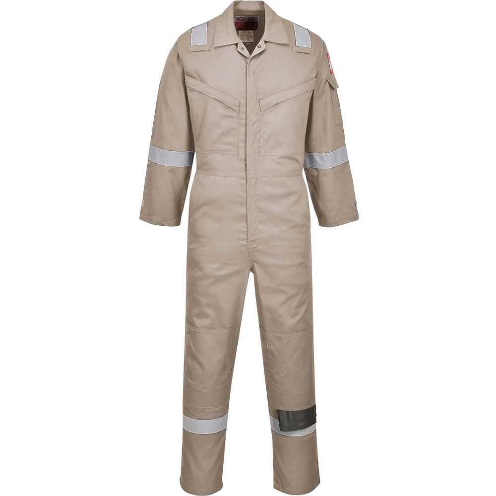 BizFlame Mens Flame Resistant Super Lightweight Antistatic Coverall Khaki 3XL 32"