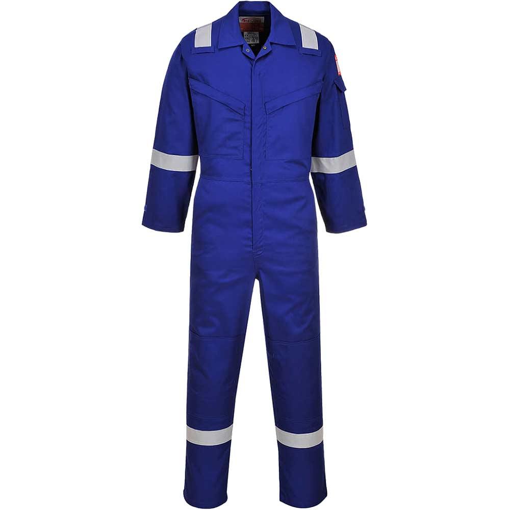 BizFlame Mens Flame Resistant Super Lightweight Antistatic Coverall Royal Blue L 32"