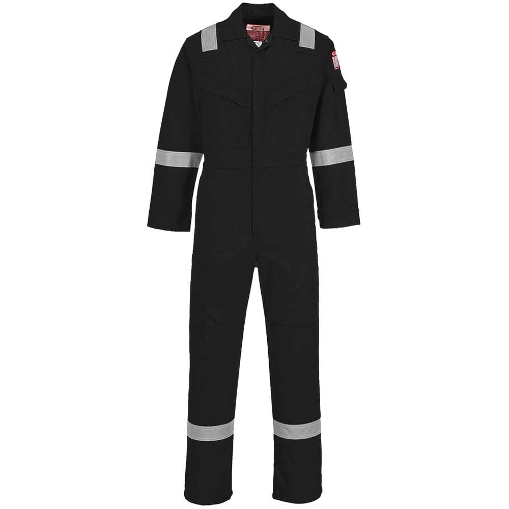 BizFlame Mens Flame Resistant Lightweight Antistatic Coverall Black L 32"