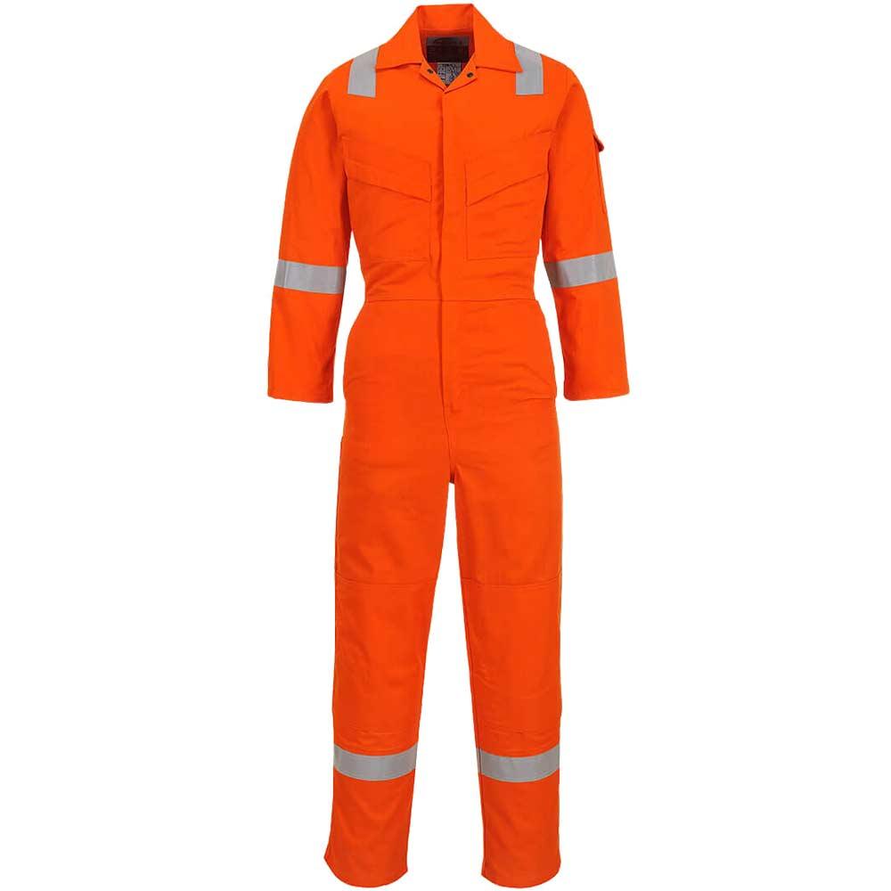 BizFlame Mens Flame Resistant Lightweight Antistatic Coverall Orange 3XL 32"
