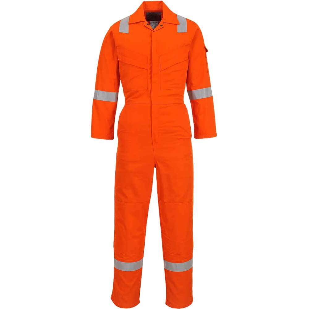 BizFlame Mens Flame Resistant Lightweight Antistatic Coverall Orange M 34"