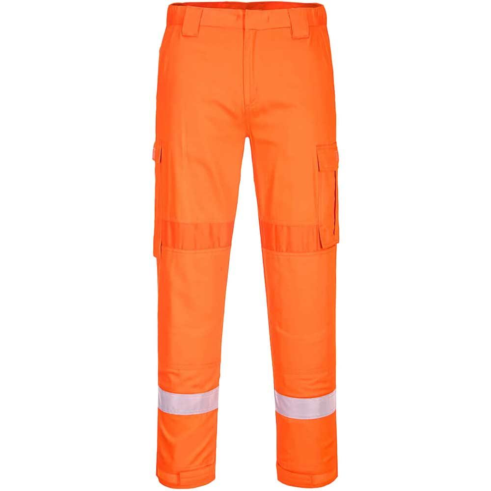 BizFlame Lightweight Stretch Panelled Trousers Orange L 31"