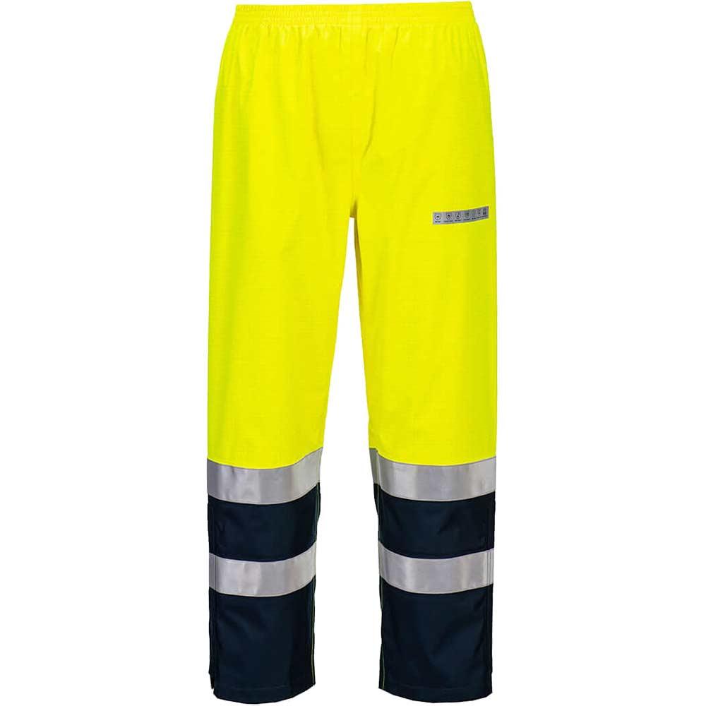 Bizflame Rain Hi Vis Waterproof Light Arc Trousers Yellow / Navy M