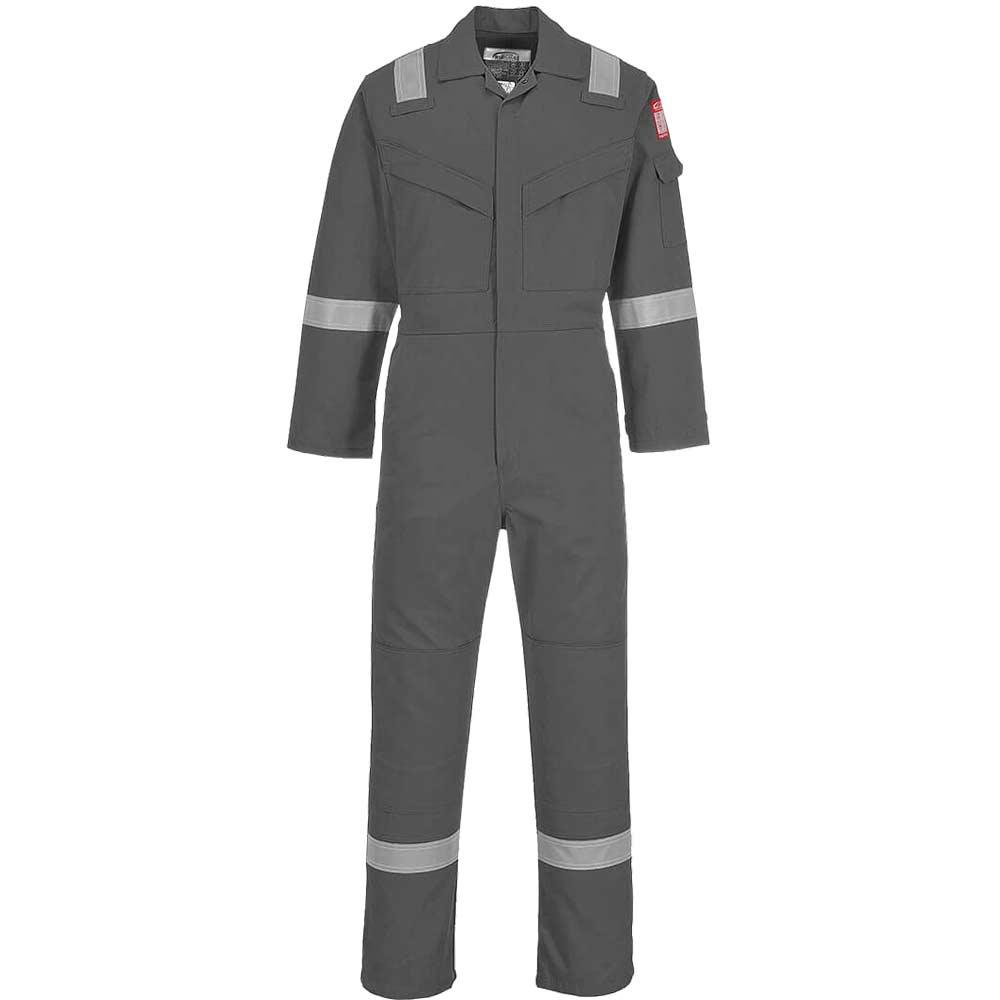 BizFlame Mens Aberdeen Flame Resistant Antistatic Coverall Grey XS 32"