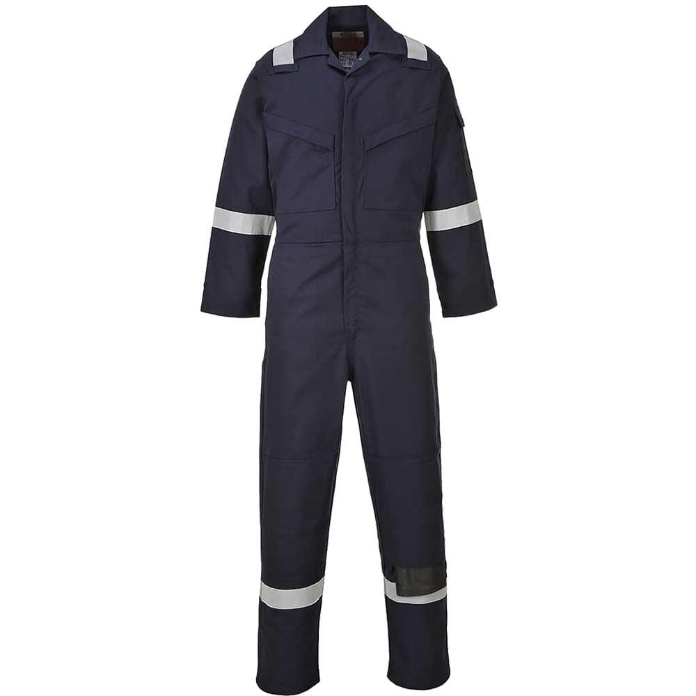 BizFlame Mens Aberdeen Flame Resistant Antistatic Coverall Navy Blue 3XL 32"