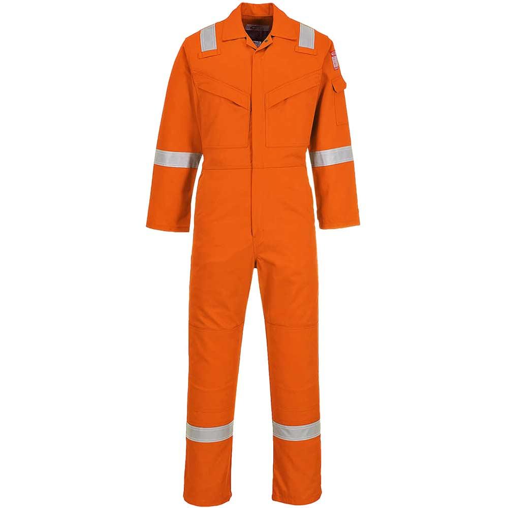 BizFlame Mens Aberdeen Flame Resistant Antistatic Coverall Orange XS 32"