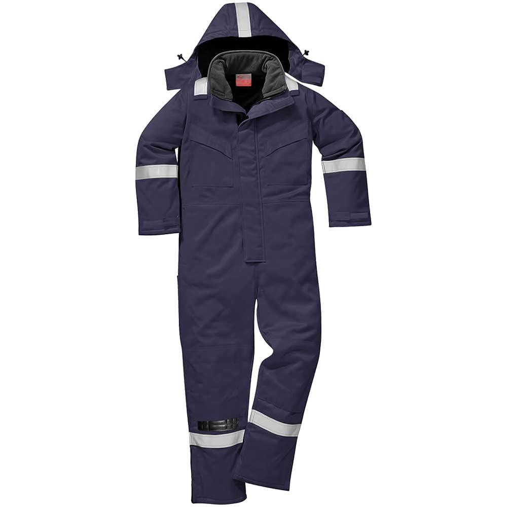BizFlame Mens Flame Resistant Antistatic Winter Overall Navy Blue 2XL 32"