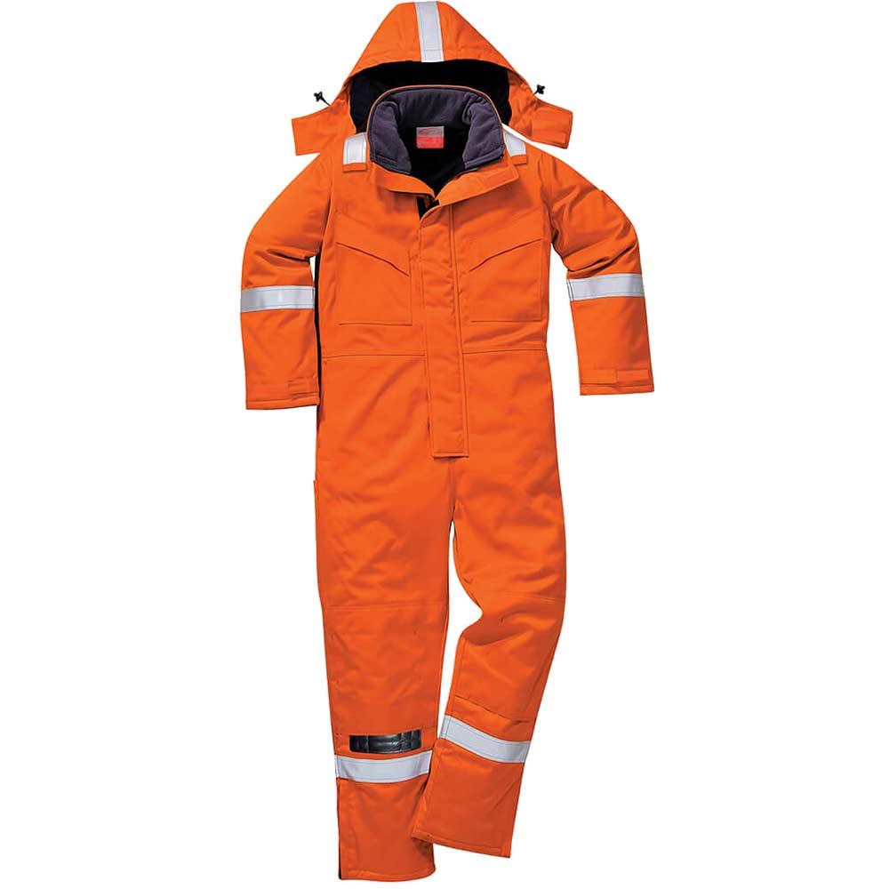 BizFlame Mens Flame Resistant Antistatic Winter Overall Orange M 32"