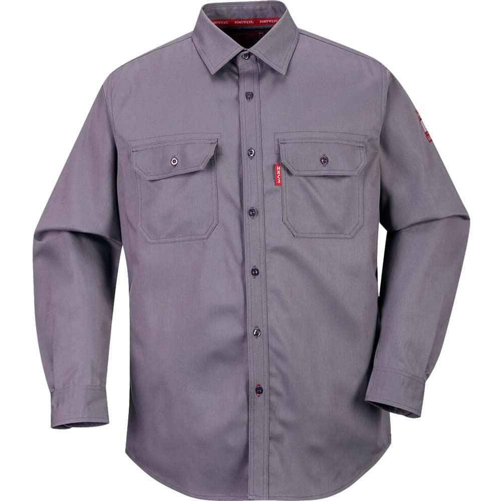 BizFlame Mens Flame Resistant Work Shirt Grey L