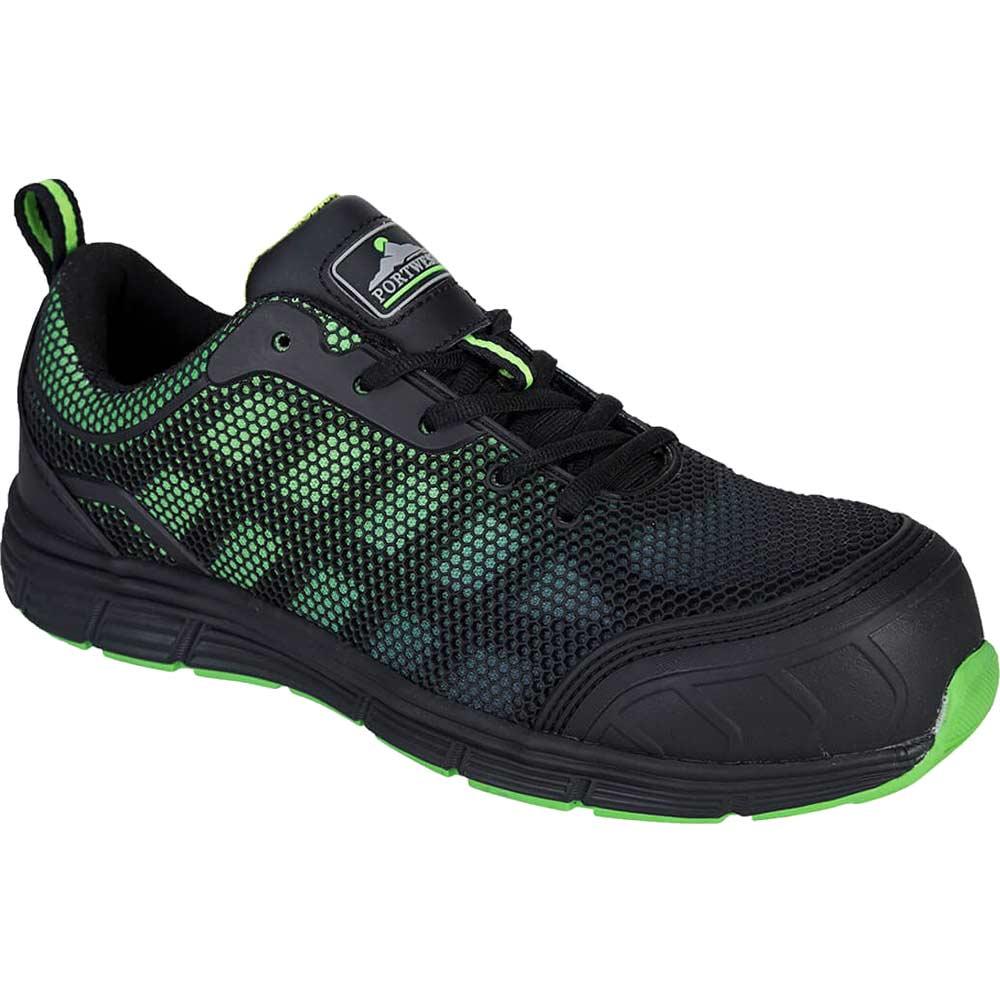 Portwest Compositelite Ogwen Low Cut Safety Trainers Black / Green Size 7