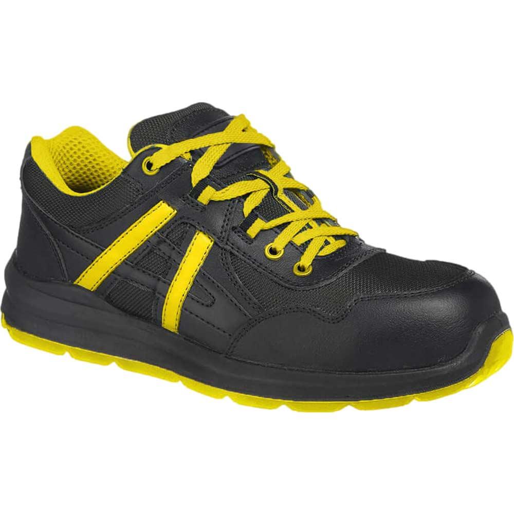Portwest Compositelite Mersey S1P Safety Trainers Black / Yellow Size 8
